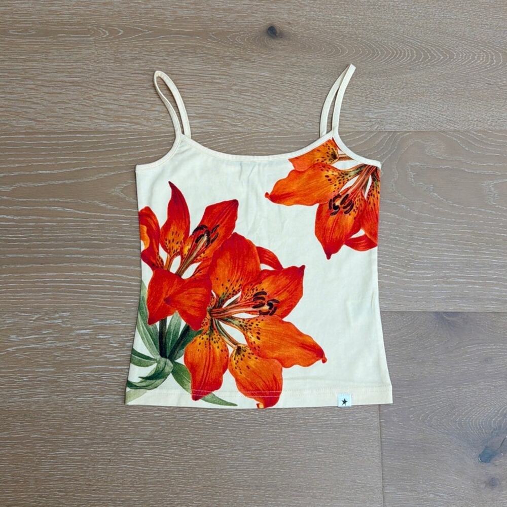 Mystic Lily Floral Cami Tank Top Size XS in Yellow Orange